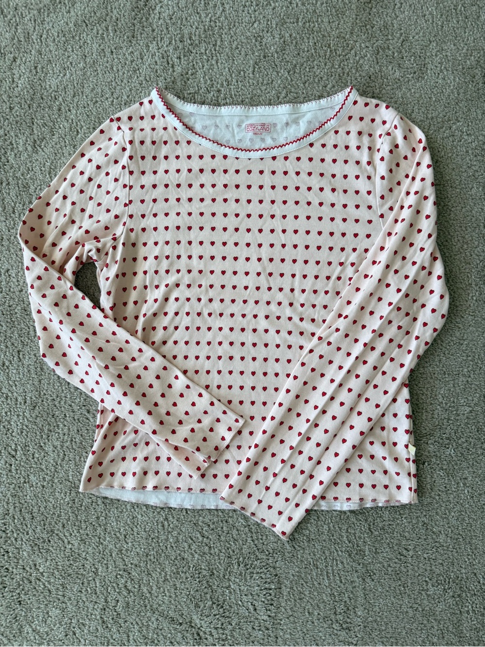 Cozyland Red Hearts Pajama Top